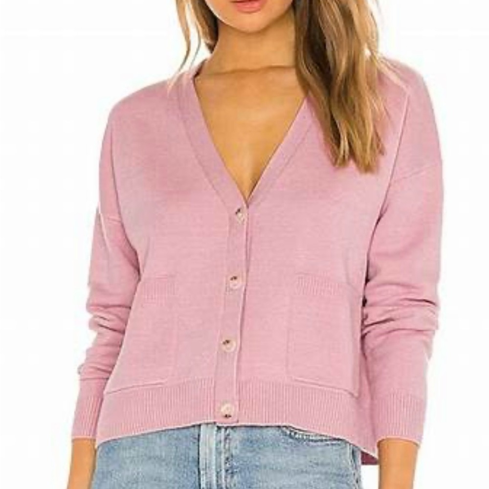X Revolve Salem Cardigan One Grey Day Rose Pink size M NWT